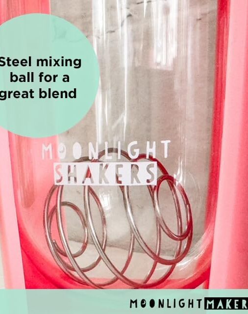 Moonlight Makers Set of 3 16oz Protein Shaker Bottle with Steel Whisk Ball, Leakproof Gym Bottle, Shaker Cups for Protein Shakes, Dishwasher Safe, Fitness Gifts, Preworkout Drink Mixer - Image 4