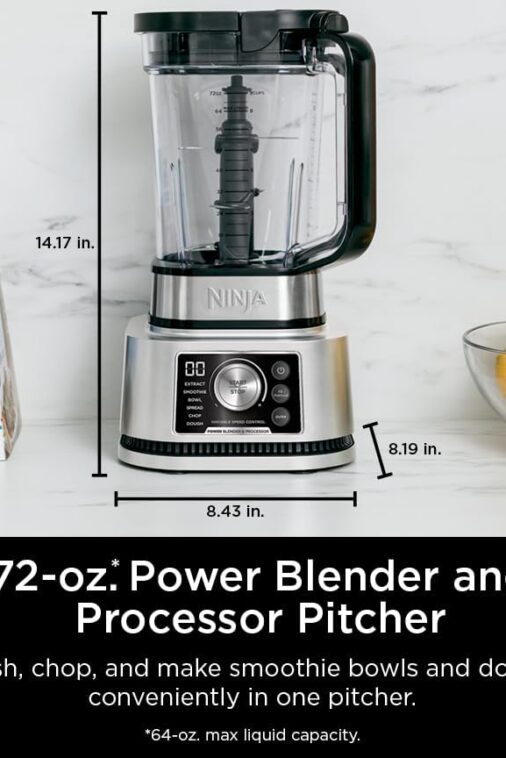 Ninja Blender For Kitchen | Food Processor Combo System | Smoothie Maker & Nutrient Extractor | 6 Functions for Bowls, Spreads, Dough, Shakes | 72-oz. Pitcher & To-Go Cups | Silver | SS351 - Image 11