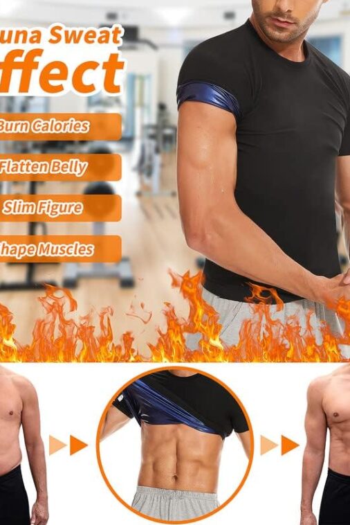 SHAPERIN Sauna Shirt for Men Sauna Tops Heat Trapping T-shirt Sauna Suit Workout Sweat Vest Body Shaper Gym Workout - Image 5